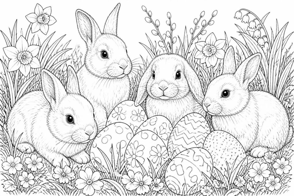 téléchargez et imprimez des coloriages de pâques avec des lapins, des œufs et des motifs festifs pour des heures de créativité et de plaisir en famille.