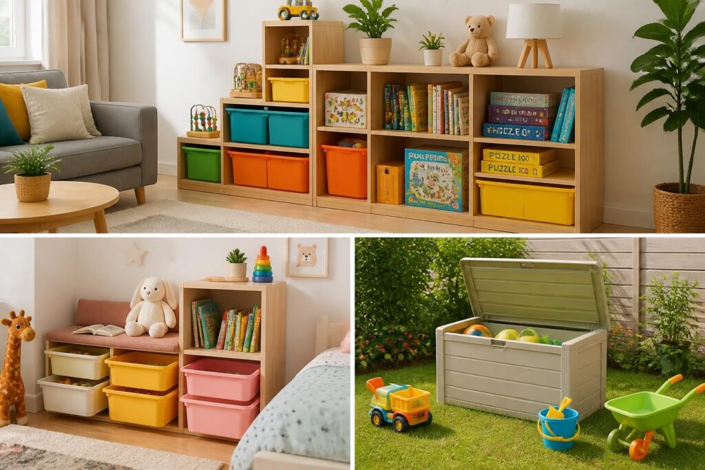 découvrez un rangement jeux enfant pratique et polyvalent, idéal pour organiser les jouets dans le salon, la chambre ou même à l'extérieur, alliant fonctionnalité et gain de place.