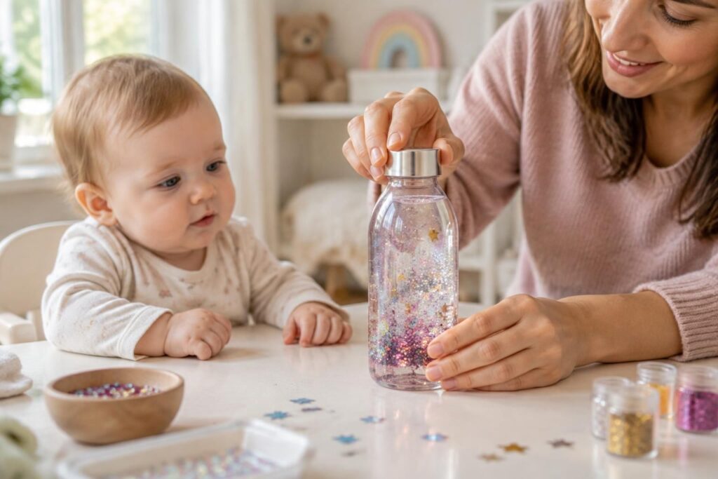 découvrez comment fabriquer une bouteille sensorielle diy apaisante pour bébé, avec des matériaux simples et des étapes faciles à suivre.