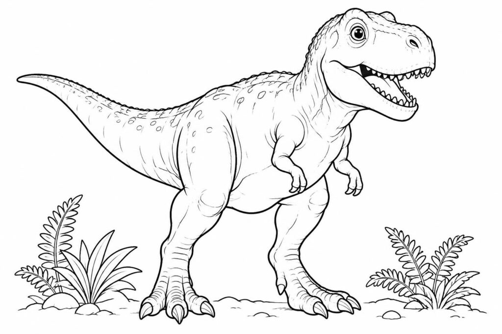 téléchargez et imprimez un dessin de dinosaure facile à colorier, parfait pour les enfants fans de jurassic world.