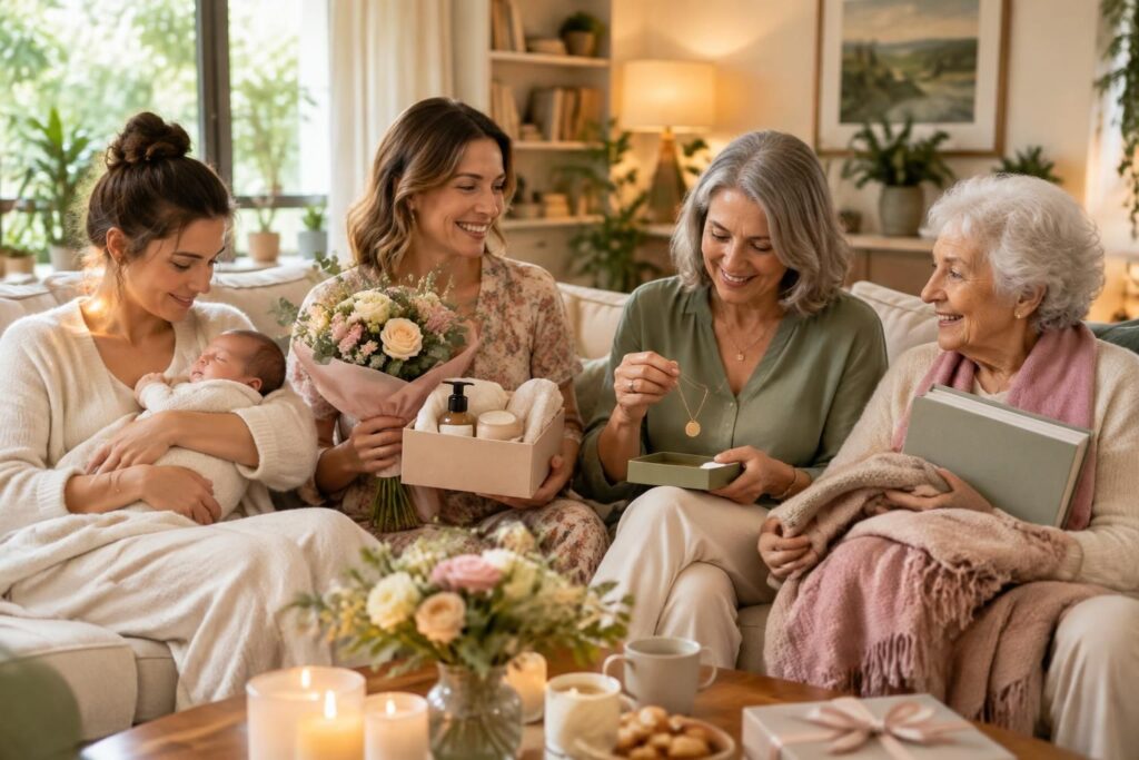 découvrez des idées de cadeaux pour maman à chaque étape de la vie, du post-partum à ses 80 ans : des attentions adaptées à son âge et à ses envies.