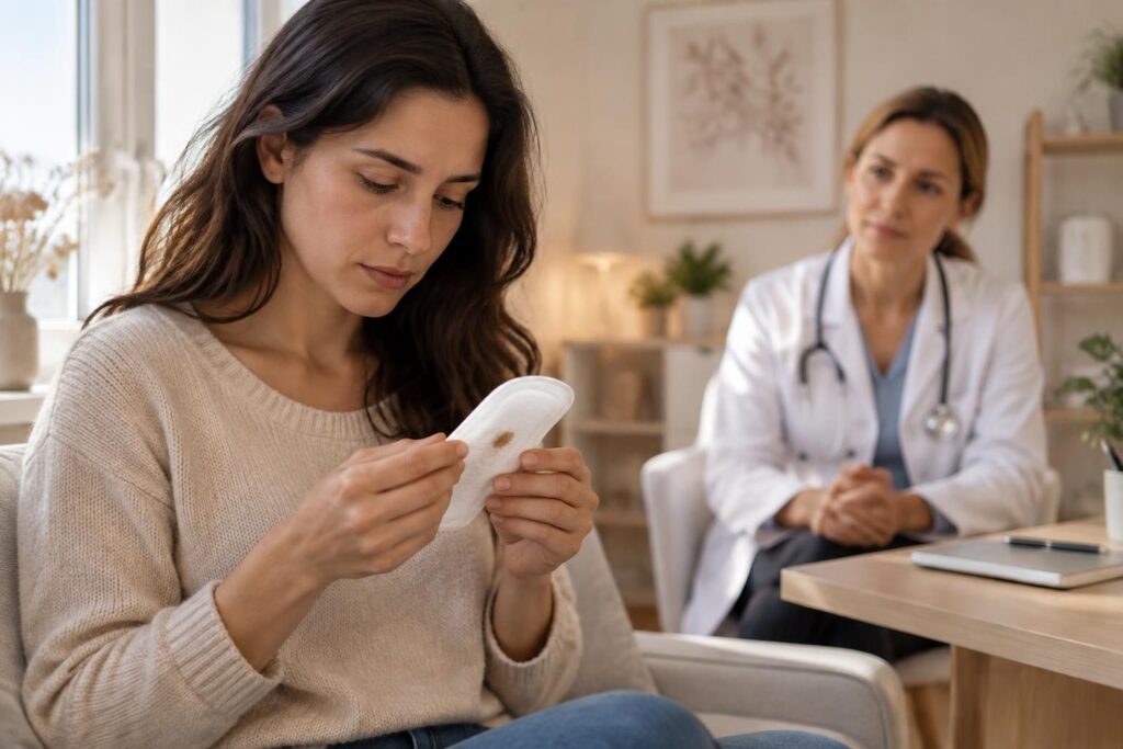 pertes marrons en début de grossesse ou avant les règles : découvrez leurs causes possibles, ce qu’elles révèlent et quand demander un avis médical.